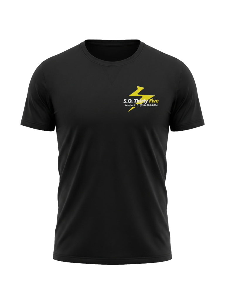 Camiseta de trabajo negra personalizada con logotipo de la empresa
