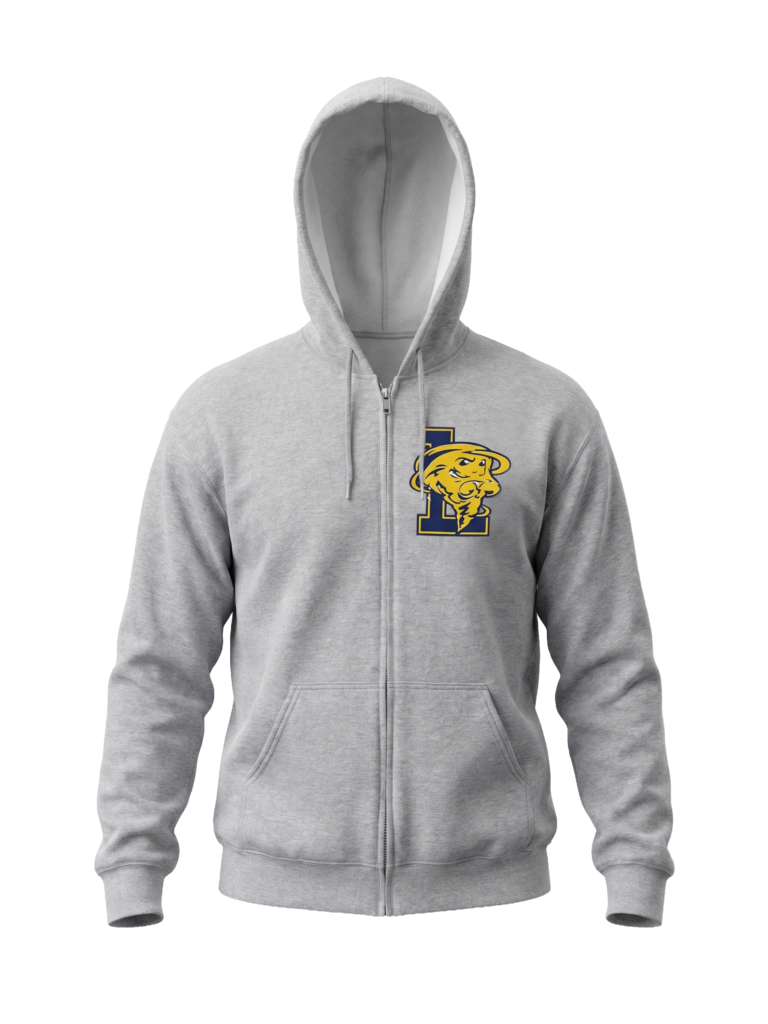Custom zip-up hoodie with printed logo by Tinta Industries on Long Island, NY