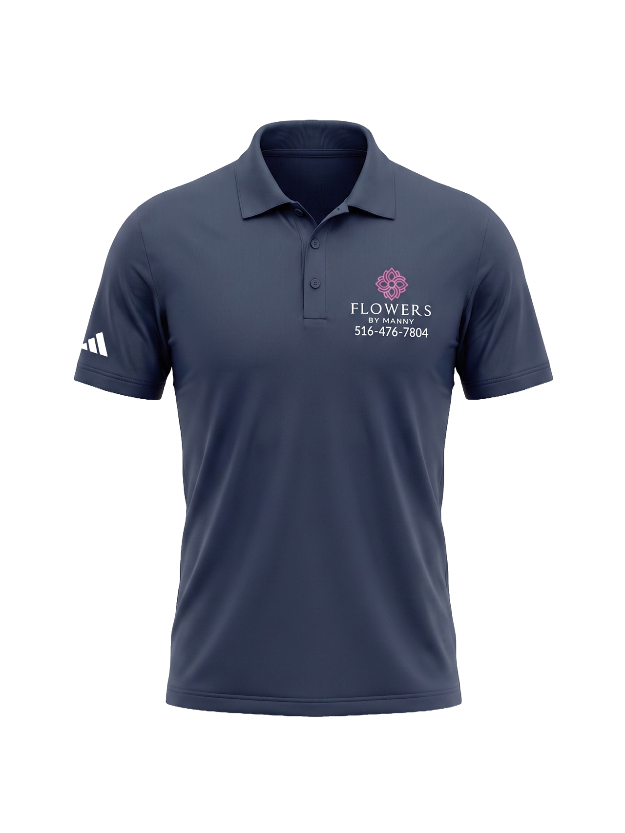 Custom embroidered business polo shirt with company logo, branded uniforms by Tinta Industries, Garden City NY
