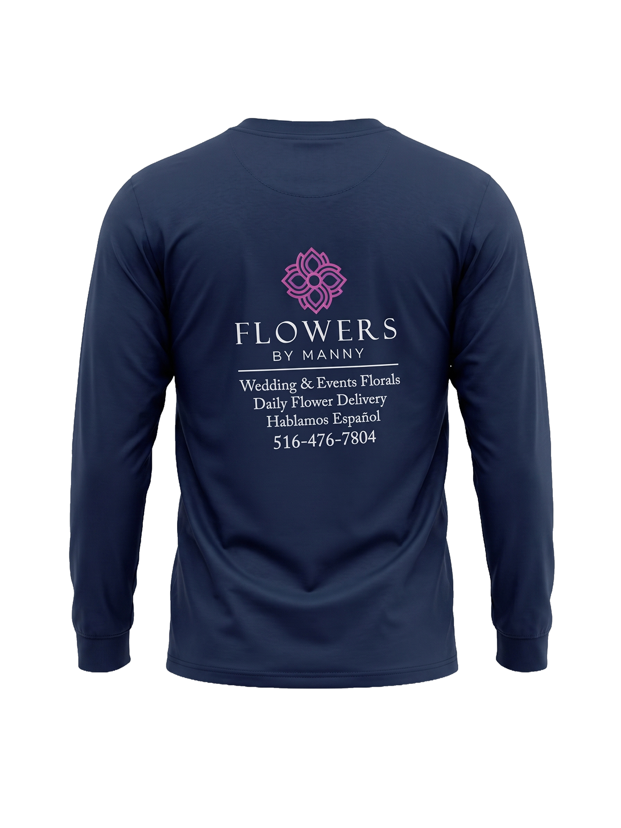 Custom printed long-sleeve work shirt for company uniforms and branding by Tinta Industries, Long Island NY