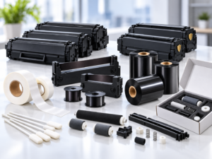 MICR toner cartridges, check encoder ribbons, thermal transfer ribbons, cleaning swabs and printer roller kits supplied by Tinta Industries